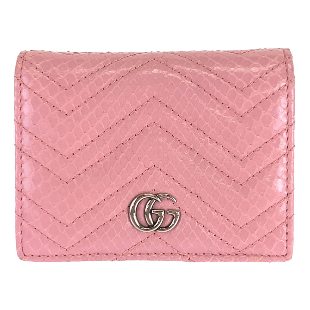 Gucci Gucci Python GG Marmont Compact Wallet Leather Short Wallet 466492 - Picture 1 of 9